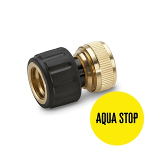 Slangekobling 1/2" 5/8" messing med Aqua Stop