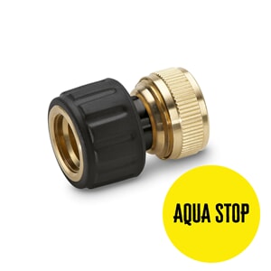 Slangekobling 3/4" messing med Aqua Stop