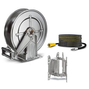 Automatisk slangetrommel i rustfritt stål med slange | 20 meter | 315 bar